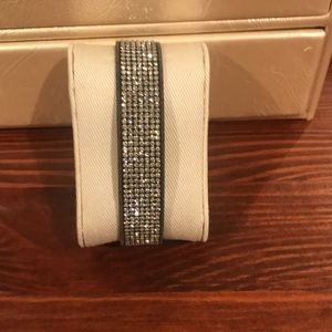 Swarovski crystal bracelet, grey suede